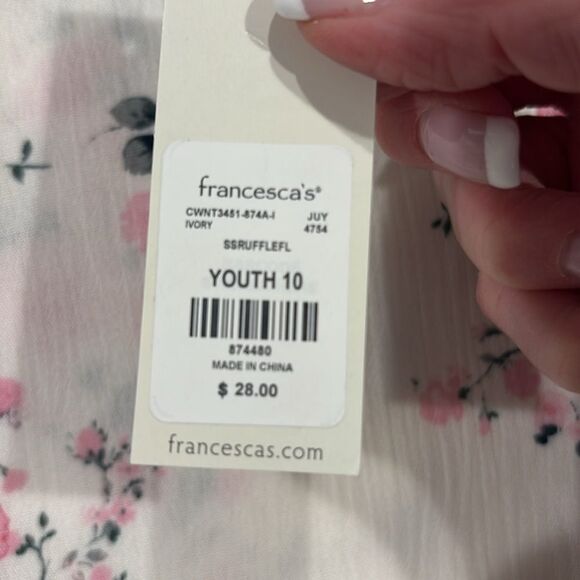 NWT Francesca’s Floral Girls Swing Blouse Size 10 - Picture 8 of 8